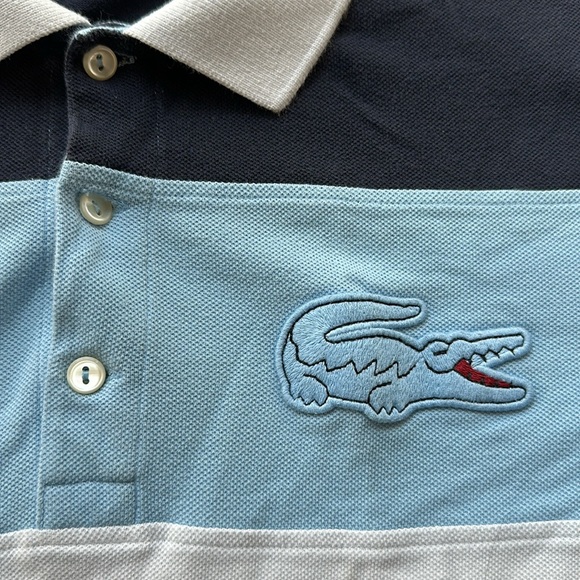 Lacoste Polo Shirt in Blue/White/Navy with a large Crocodile Logo - Picture 3 of 8